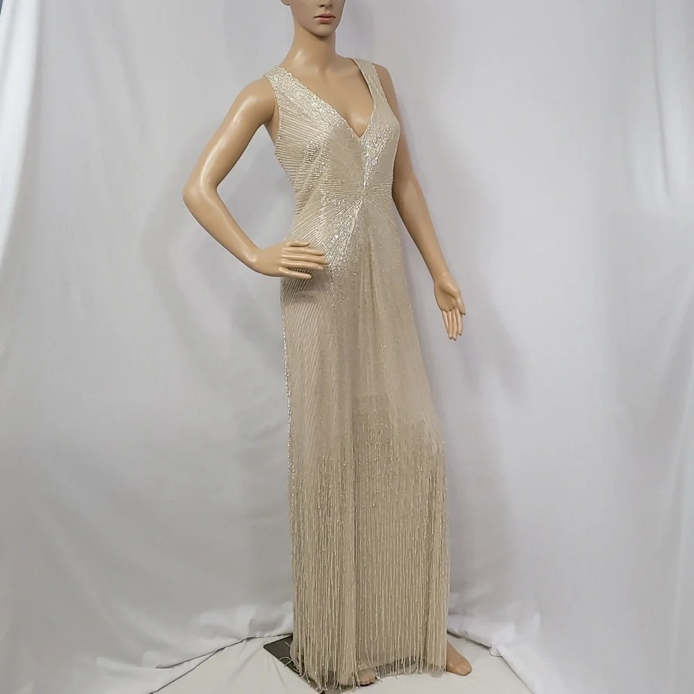 Aidan Mattox Women's Plunging V Neck Gown - Picture 7 of 15